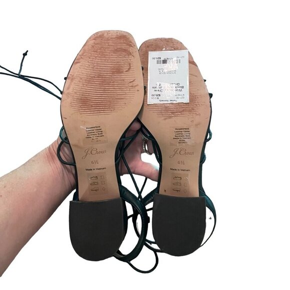 J. Crew Women’s Green Block Heel Sandals Size 6.5 - Picture 5 of 8